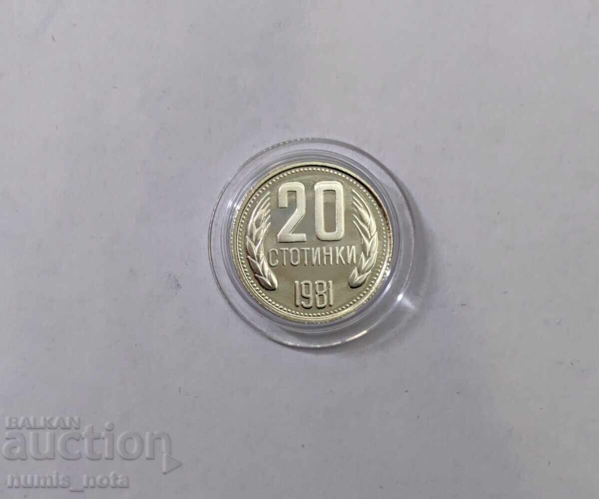 20 stotinki 1981 godina - Ματ-γλαντς / Proof