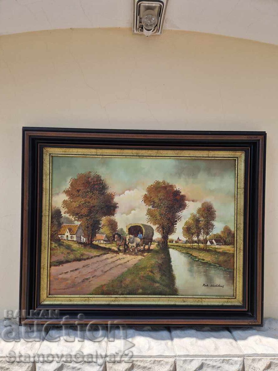 Εξαιρετικός μεγάλος ολλανδικός πίνακας λάδι σε καμβά με τιμή € 200.94 | 393.01 BGN