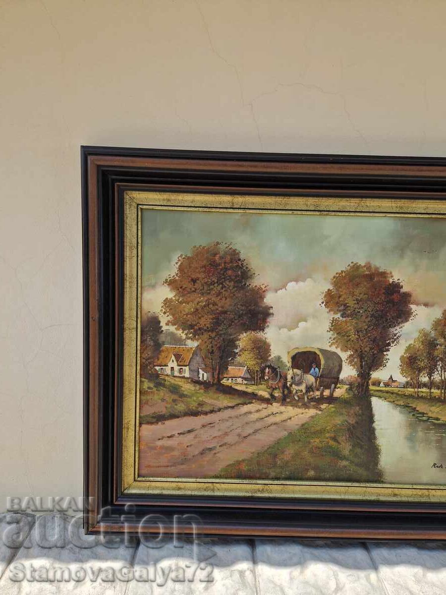 Страхотна голяма холандска картина масло върху платно - 7