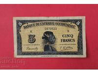 5 φράγκα 1942 Γαλλική Δυτική Αφρική 1 γράμμα, φαρδιά υπογραφή