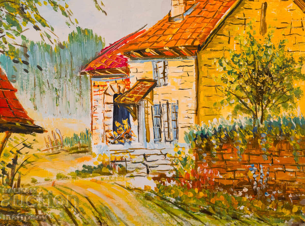 Boris Tsanov Oil Painting, Rural Landscape with price 300.00 BGN | € 153.39