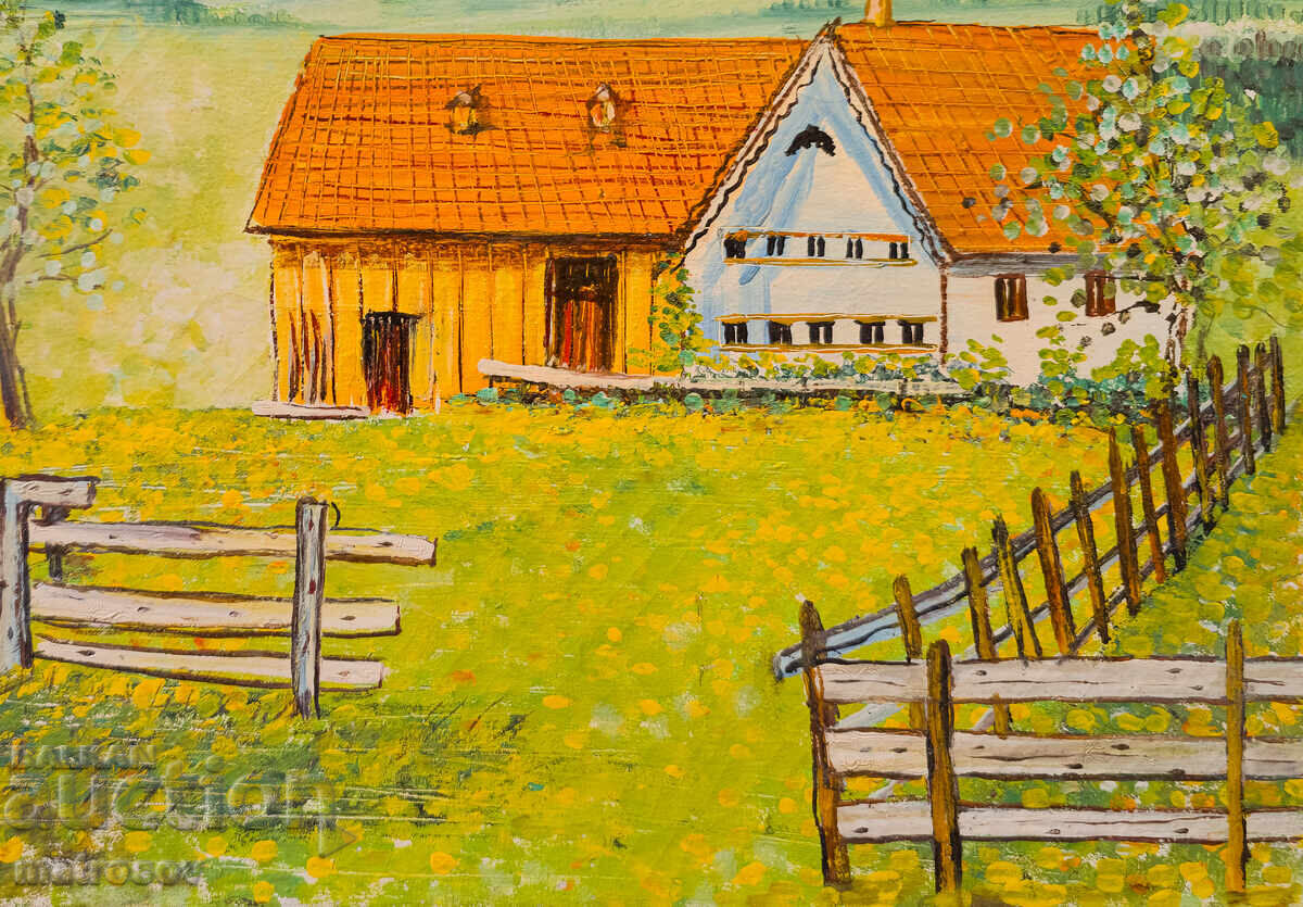 Auction  Boris Tsanov painting, oil paints, rural landscape