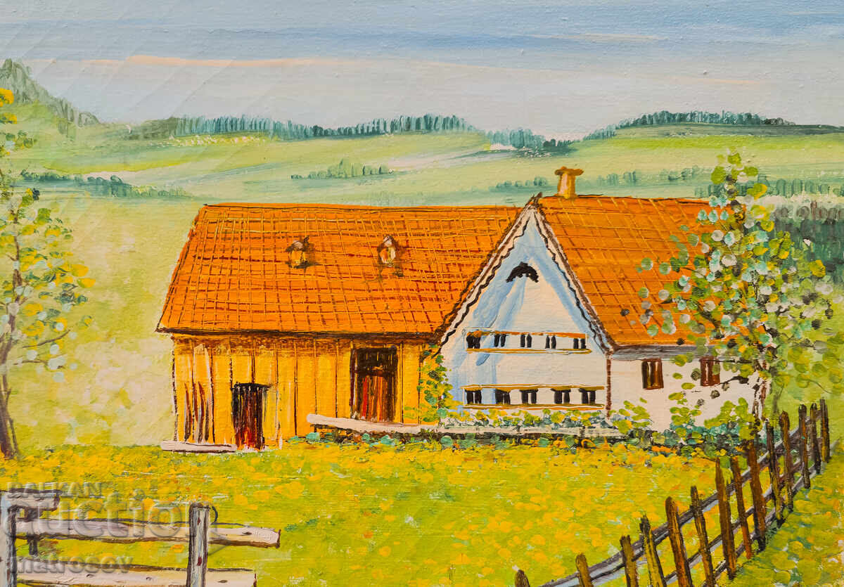 Delivery of Boris Tsanov painting, oil paints, rural landscape