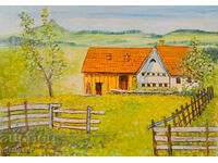 Boris Tsanov painting, oil paints, rural landscape