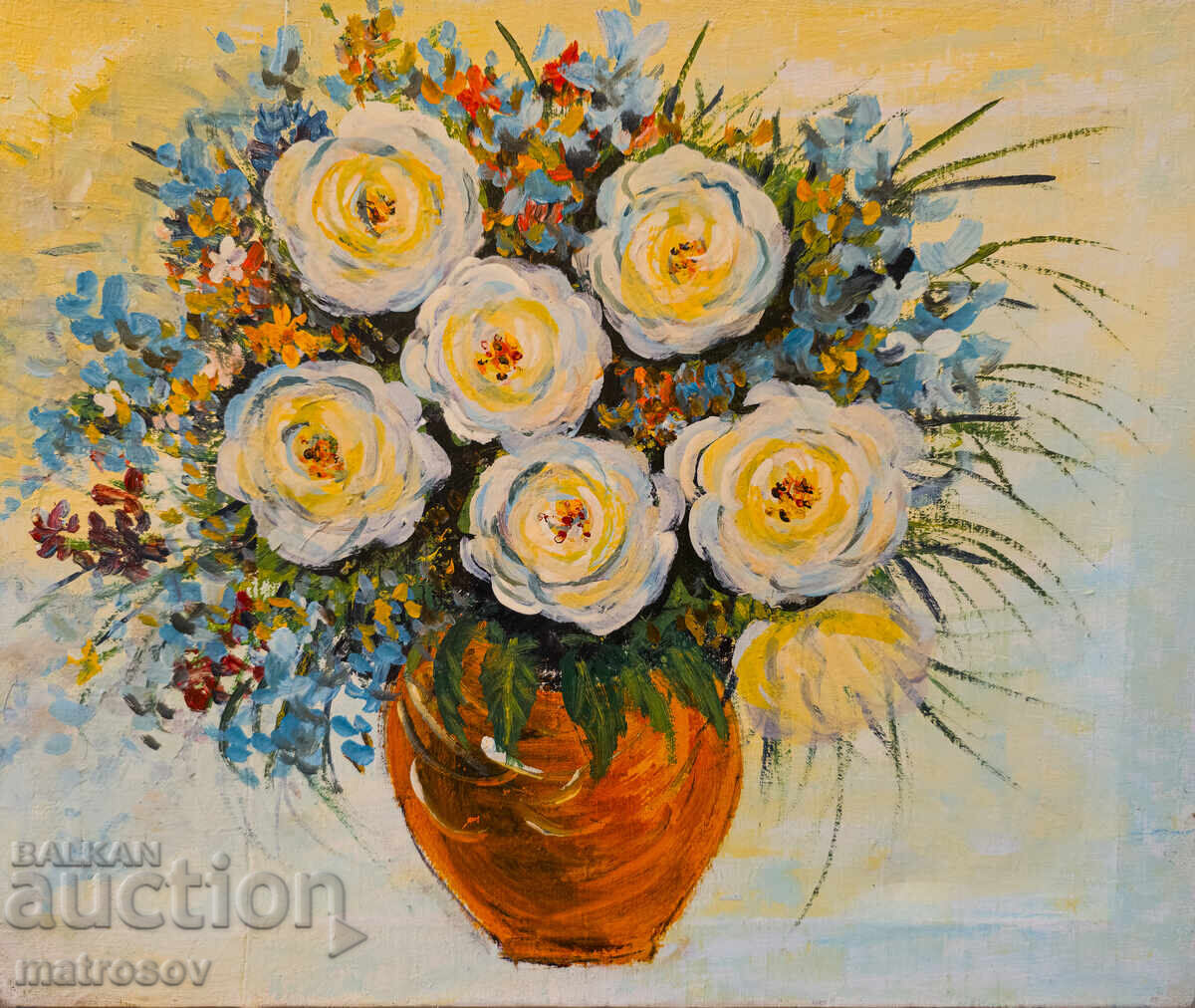 Boris Tsanov Oil Painting, Still Life 'Vase with Flowers' with price 300.00 BGN | € 153.39
