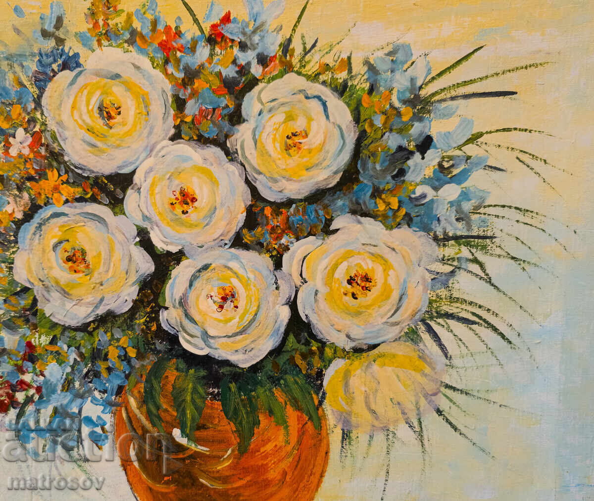 Boris Tsanov Oil Painting, Still Life 'Vase with Flowers' - 5