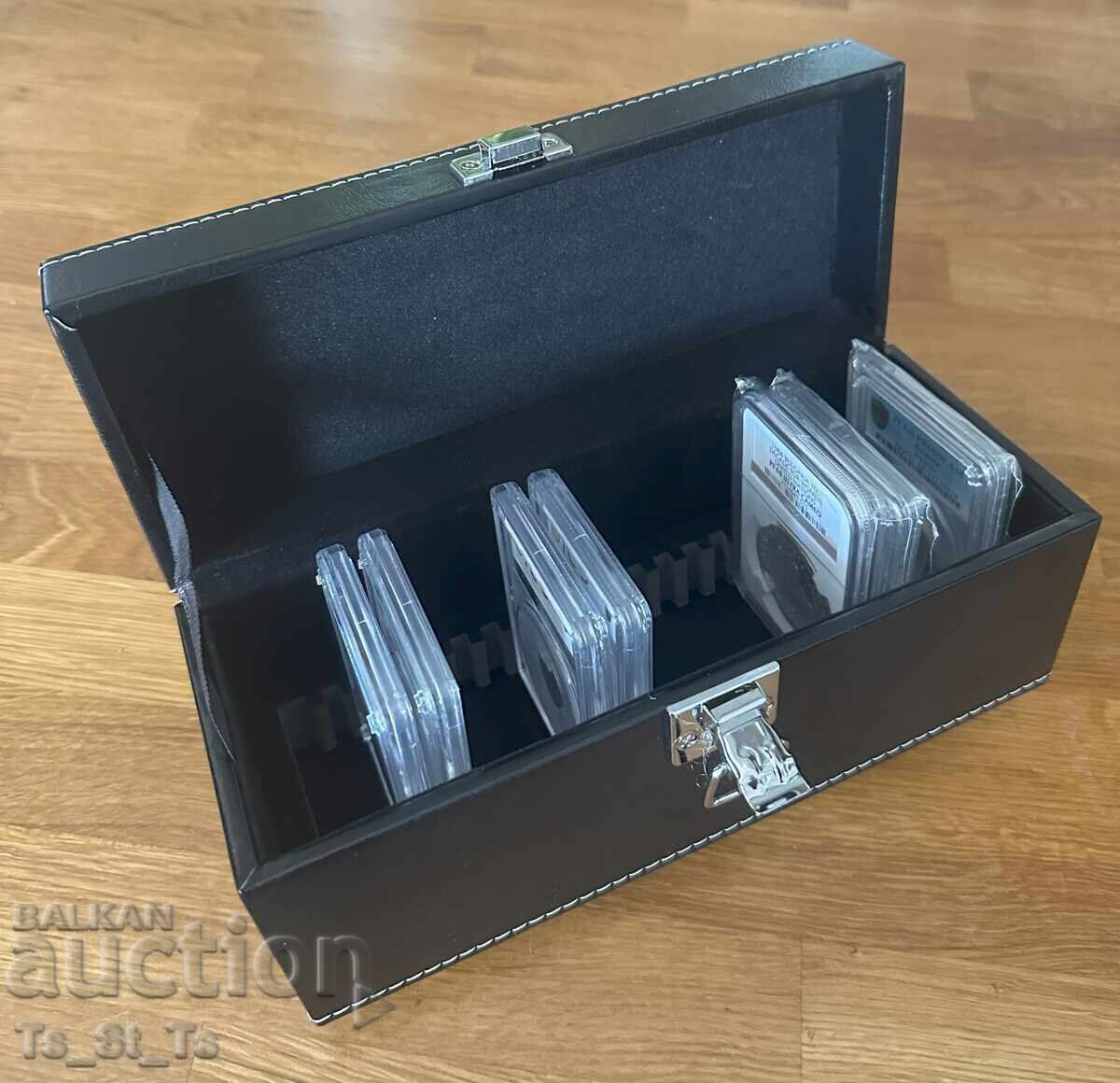 Boxes for certified coins PCGS NGC - color BLACK ECO LEATHER with price 50.00 BGN | € 25.56