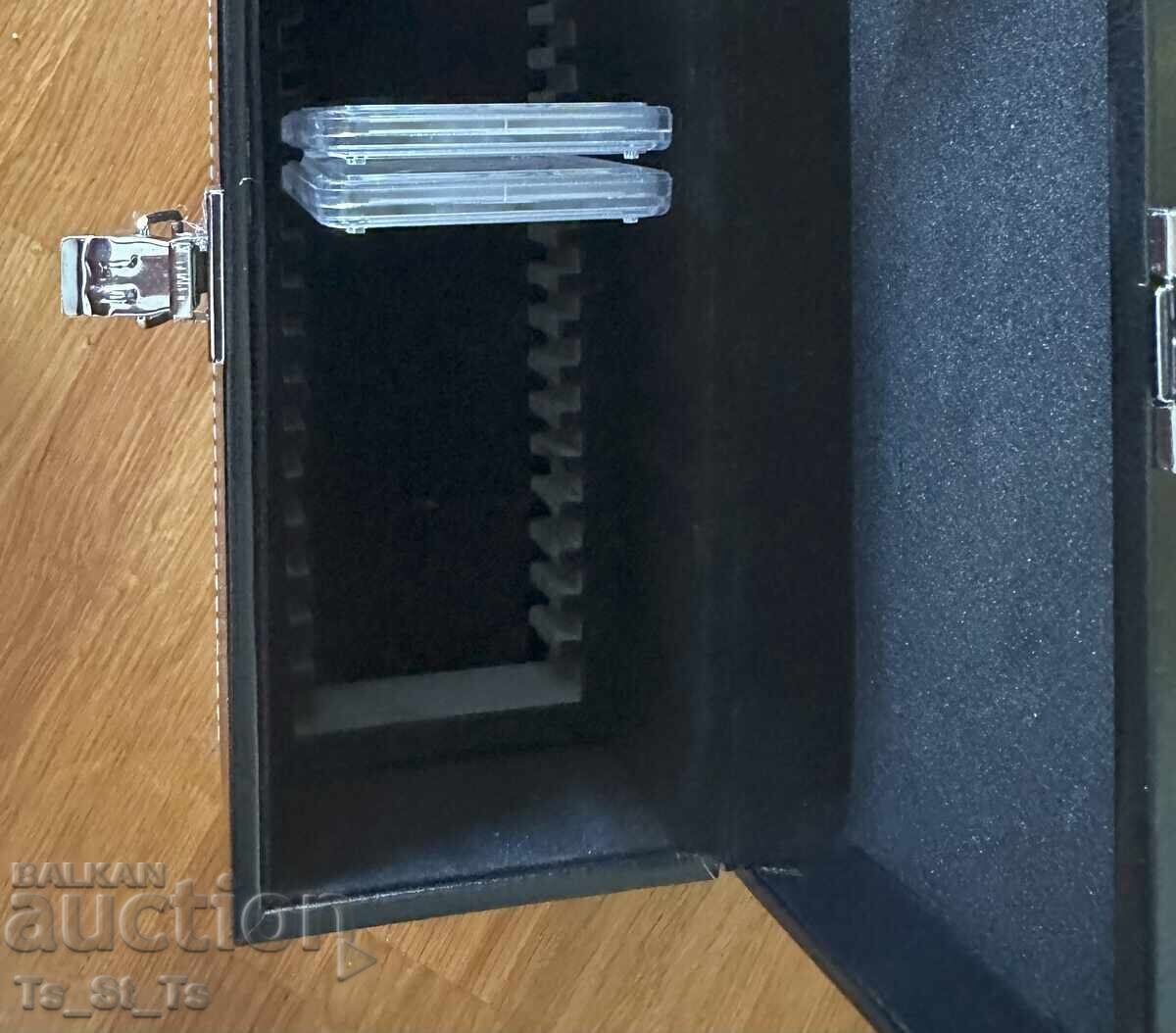 Auction  Boxes for certified coins PCGS NGC - color BLACK ECO LEATHER