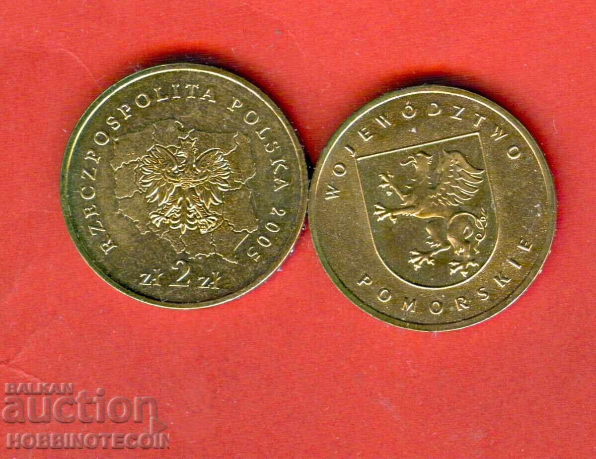 POLAND POLAND 2 Zloty COAT OF ARMS POMERANIAN VOIVODESHIP - 2005 UNC