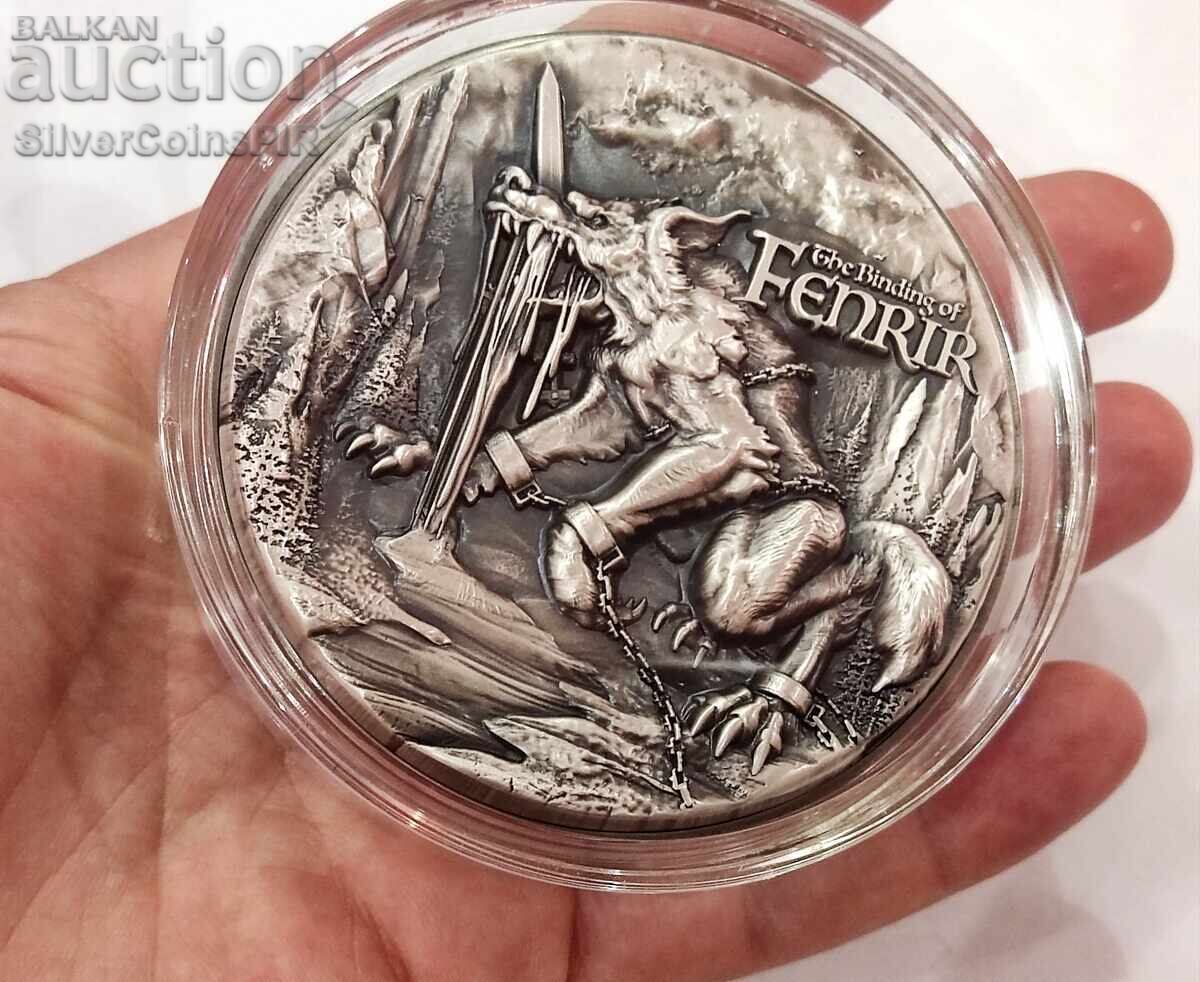 Auction Silver 2+11.5 oz Wolf Fenrir 2021 Chad Scandinavian Mythology Auction Silver 2+11.5 oz Wolf Fenrir 2021 Chad Scandinavian Mythology