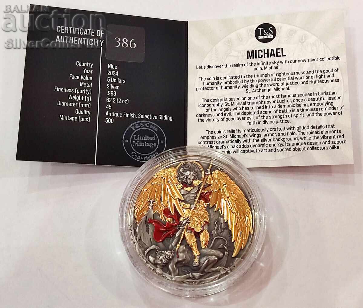 Auction Silver 2 oz Archangel Michael 2024 Niue Islands Auction Silver 2 oz Archangel Michael 2024 Niue Islands