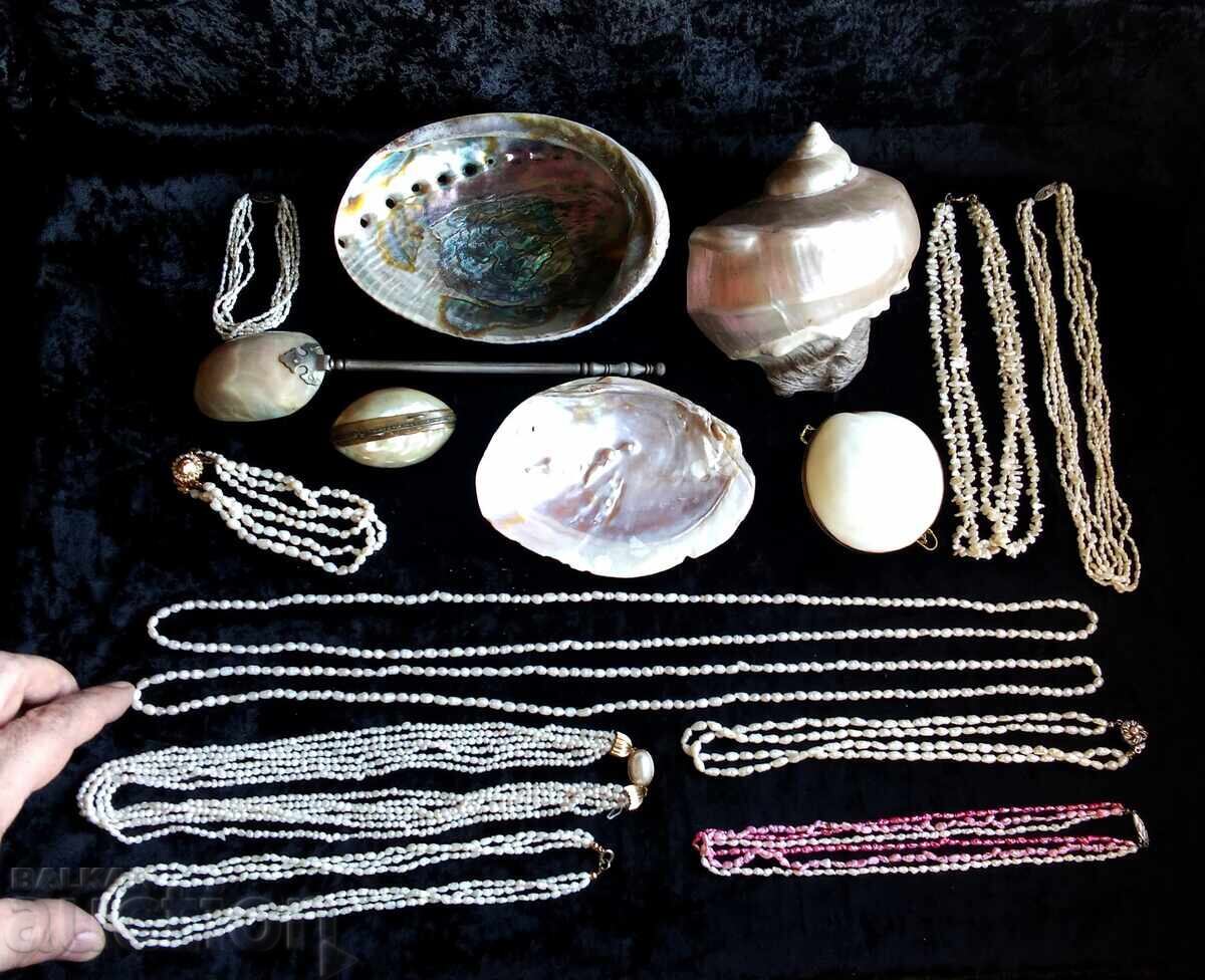 Pearls, mother-of-pearl, and etc