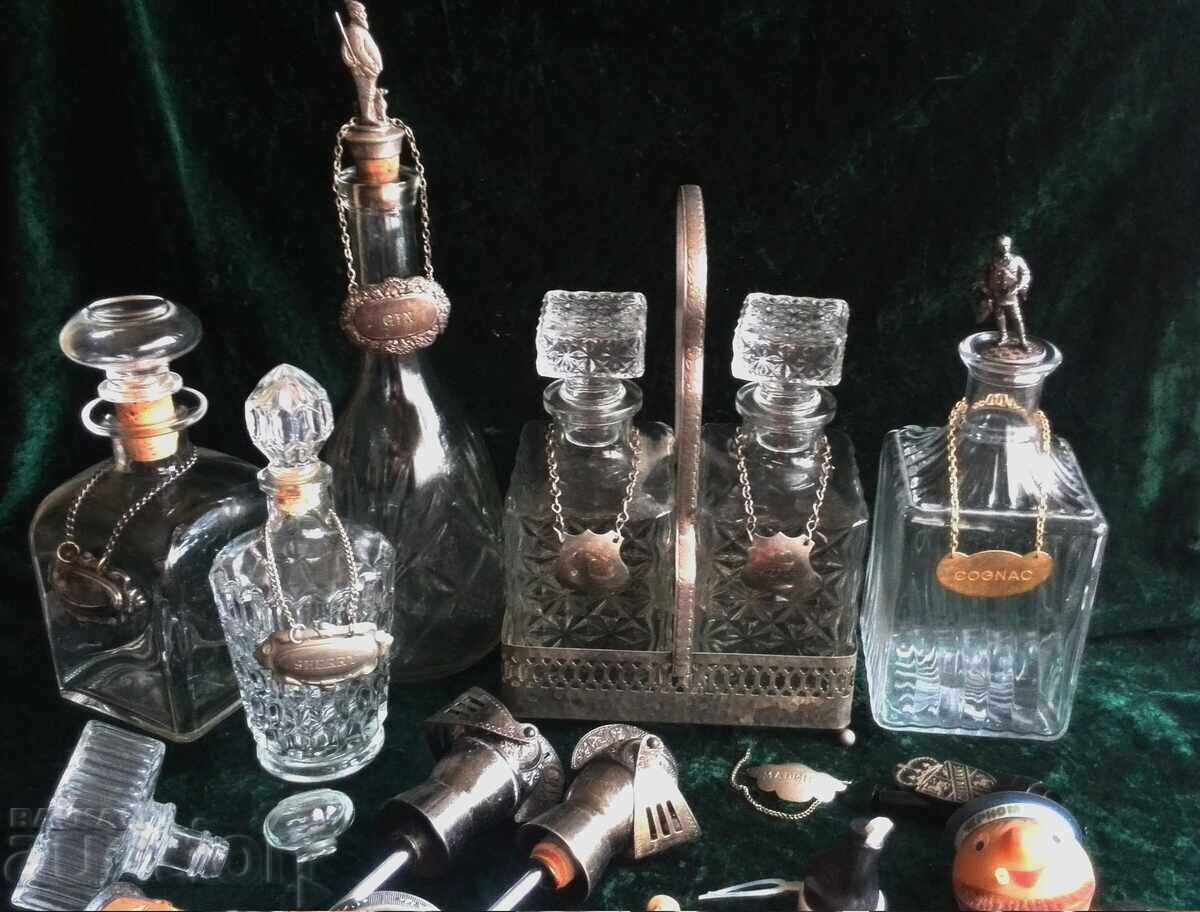 Δημοπρασία Παλιά καράφες για αλκοόλ και δοσομετρητές, τάπες και άλλα