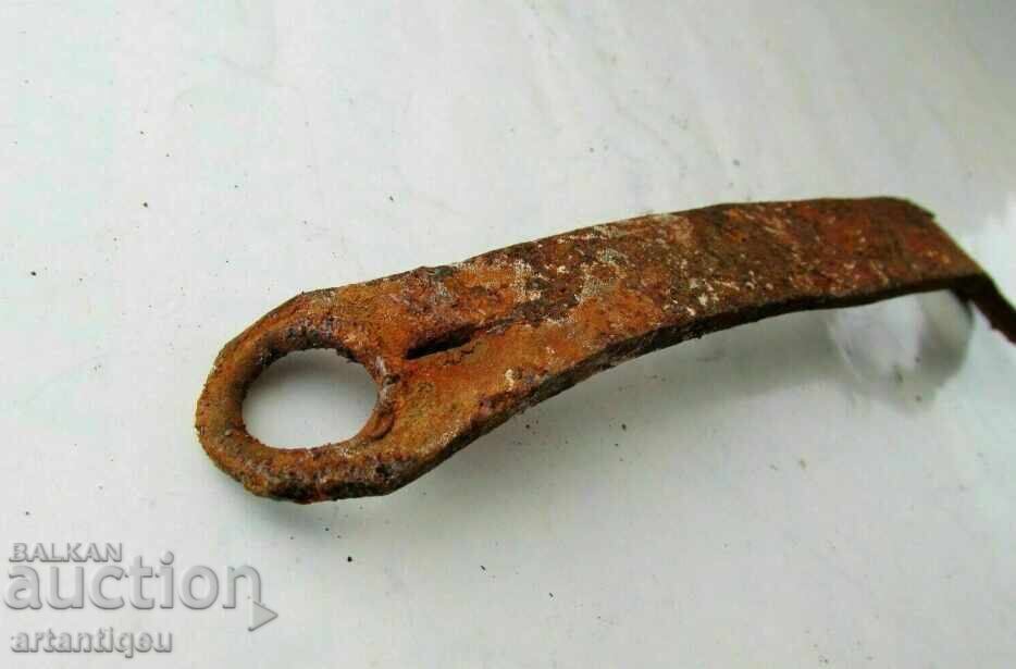 Αρχαία σφυρήλατη σιδερένια λαβή πόρτας με μοχλό - 7