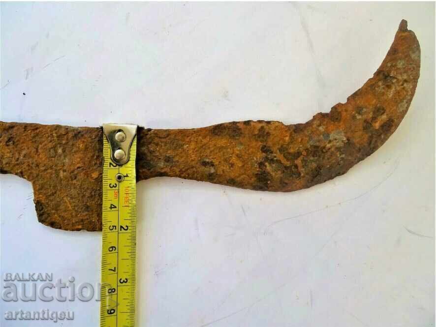 Αρχαίο σιδερένιο μαχαίρι με μεγάλη λεπίδα, δρεπάνι Κοσέρ – πολύ σπάνιο - 6