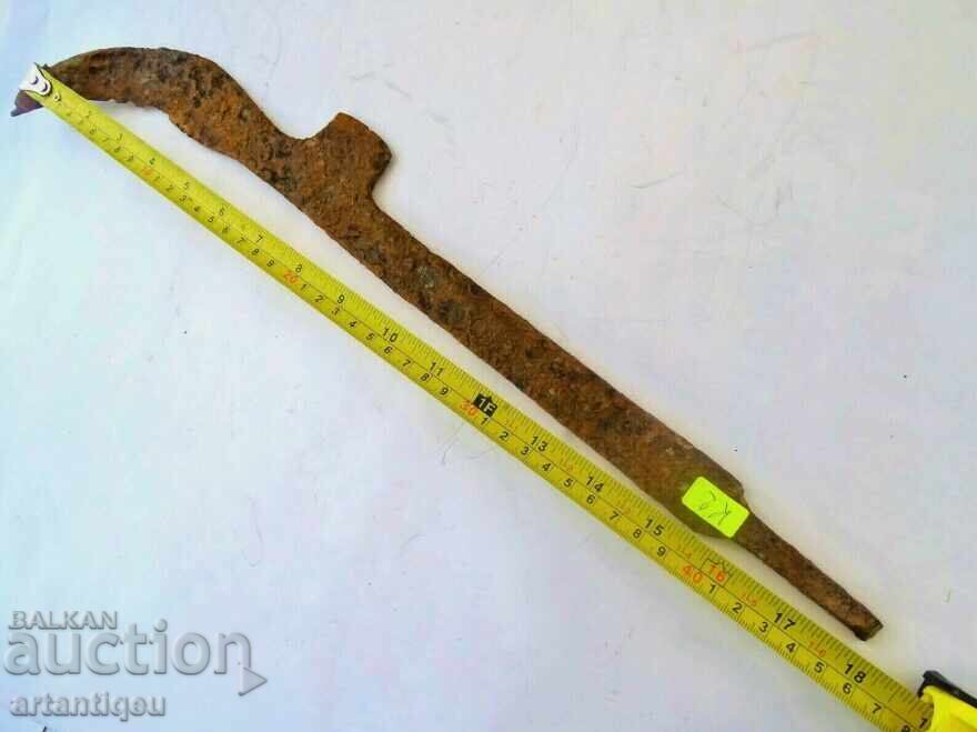 Αρχαίο σιδερένιο μαχαίρι με μεγάλη λεπίδα, δρεπάνι Κοσέρ – πολύ σπάνιο