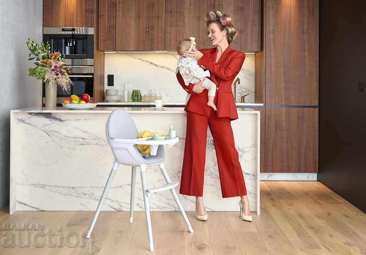 Scaun de masă 2 în 1 KinderKraft FINI, Gri - 5