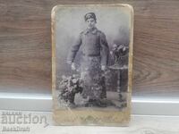 Παλιά Φωτογραφία σε Χαρτόνι Οπλιτης, Τσέτνικ με Στολή
