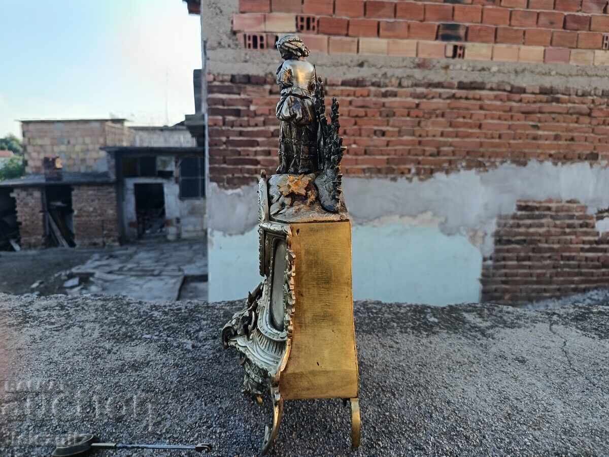 Licitație Frumos Ceas de Șemineu Bronz Franța Sec. 19 - Funcționează!