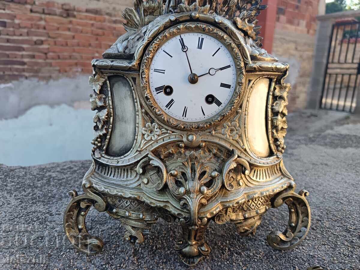 Frumos Ceas de Șemineu Bronz Franța Sec. 19 - Funcționează! - 5 Frumos Ceas de Șemineu Bronz Franța Sec. 19 - Funcționează! - 5