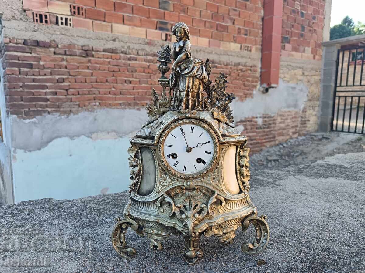 Frumos Ceas de Șemineu Bronz Franța Sec. 19 - Funcționează! - 6 Frumos Ceas de Șemineu Bronz Franța Sec. 19 - Funcționează! - 6