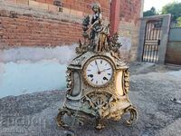 Красив Бронзов Каминен Часовник Франция 19в-Работи!