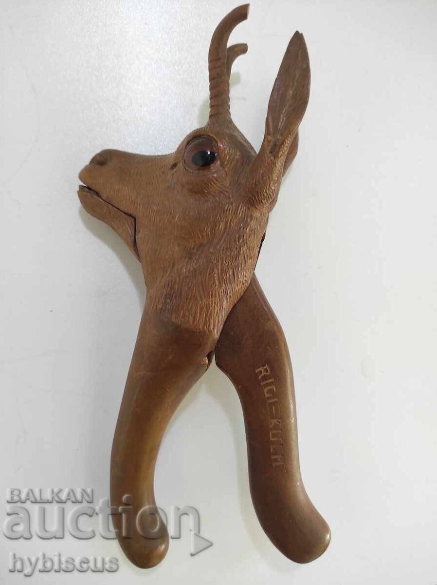 Antique carved wooden nutcracker from Montenegro