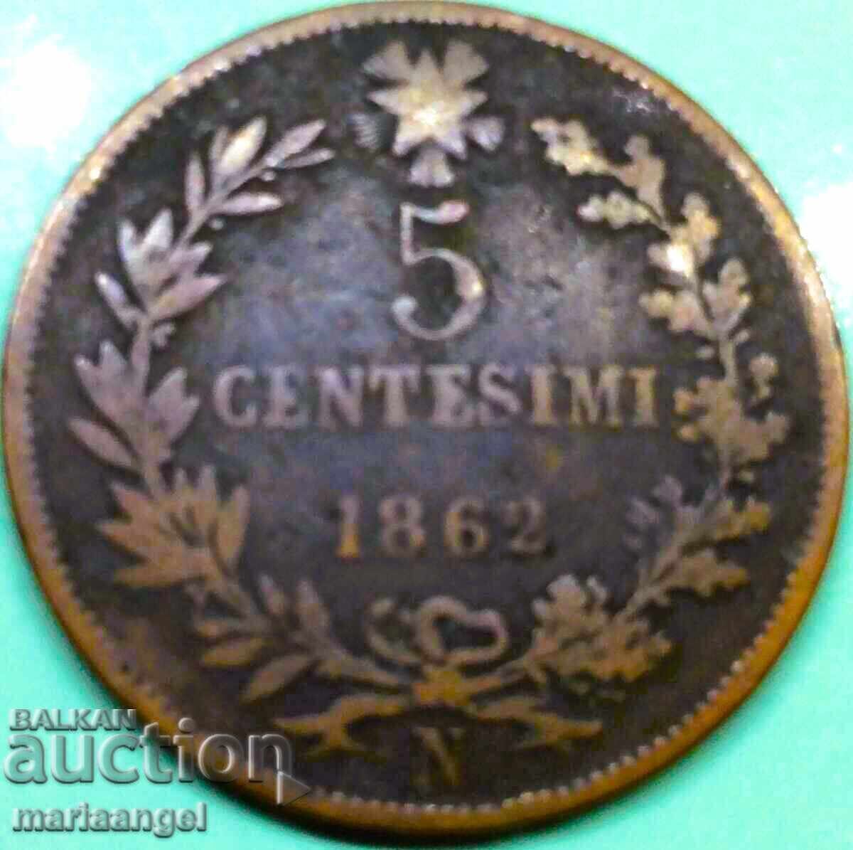 5 centesimi 1862 N - Naples Italy 25mm with price 3.00 BGN | € 1.53