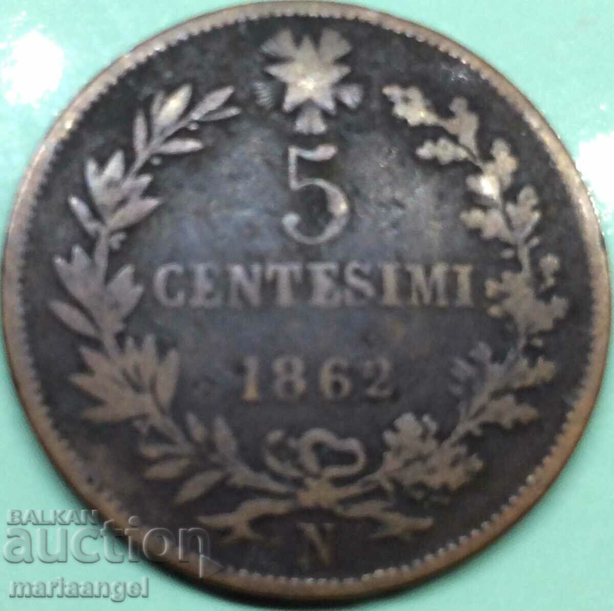 5 centesimi 1862 N - Naples Italy 25mm - 7