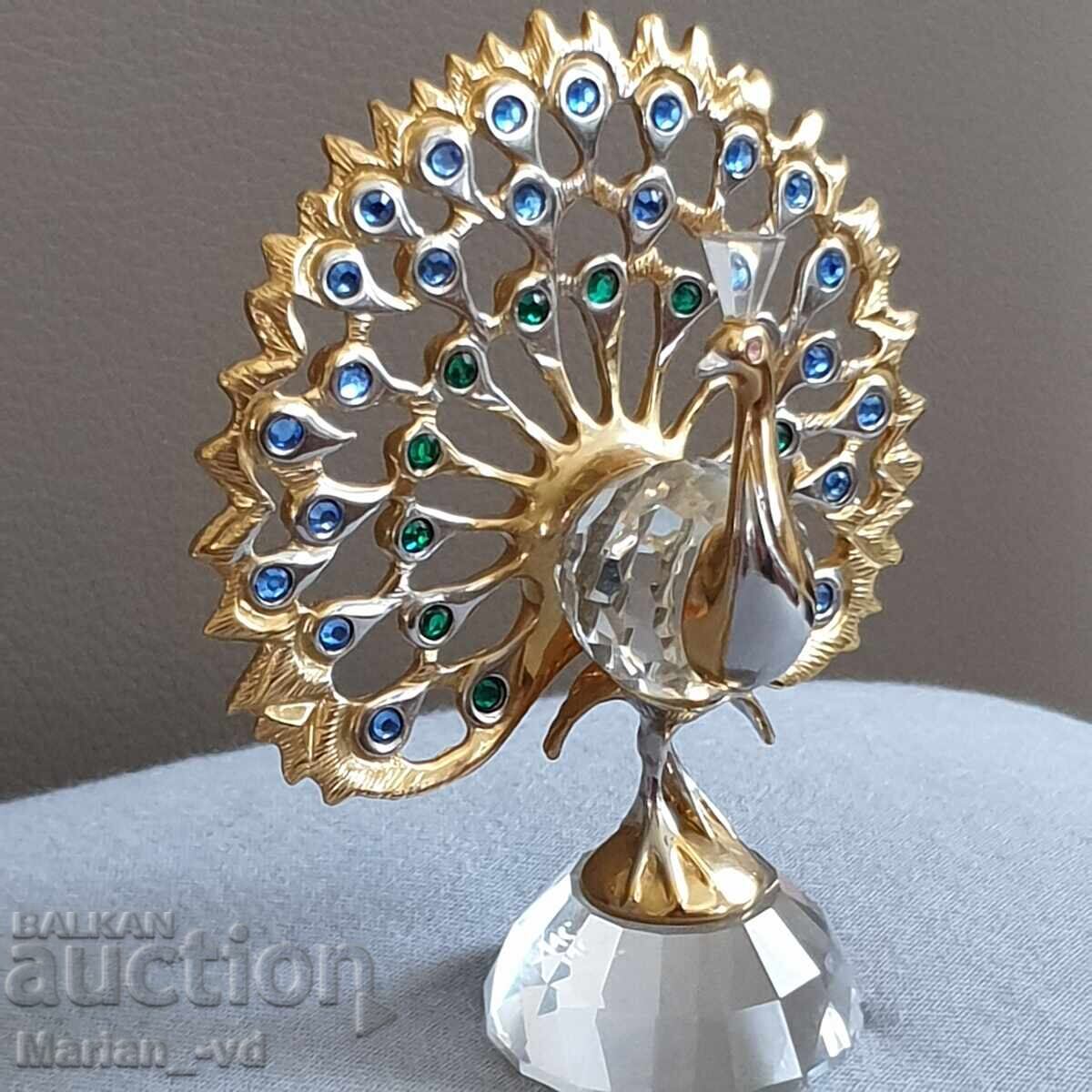 Crystal glass peacock with price 50.00 BGN | € 25.56