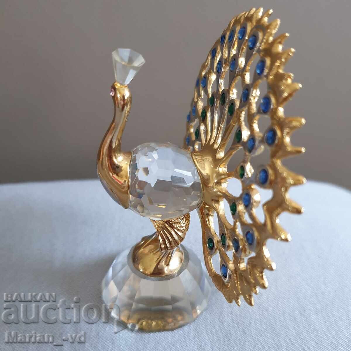 Auction  Crystal glass peacock