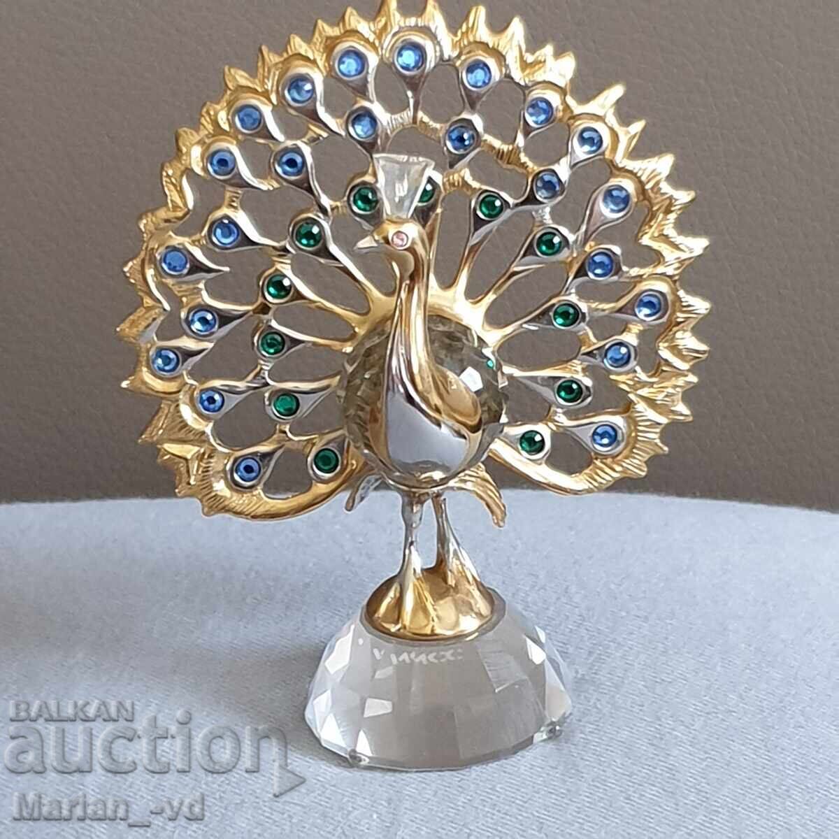 Crystal glass peacock