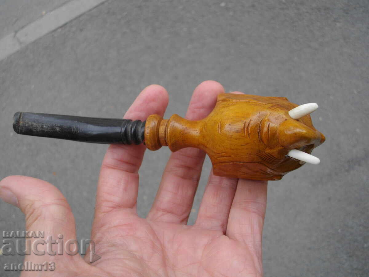 LULE VECHI DE COLECȚIE ELEFANT SCULPTAT ÎN LEMN CORN DE BIVOL - 5