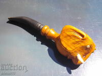 LULE VECHI DE COLECȚIE ELEFANT SCULPTAT ÎN LEMN CORN DE BIVOL