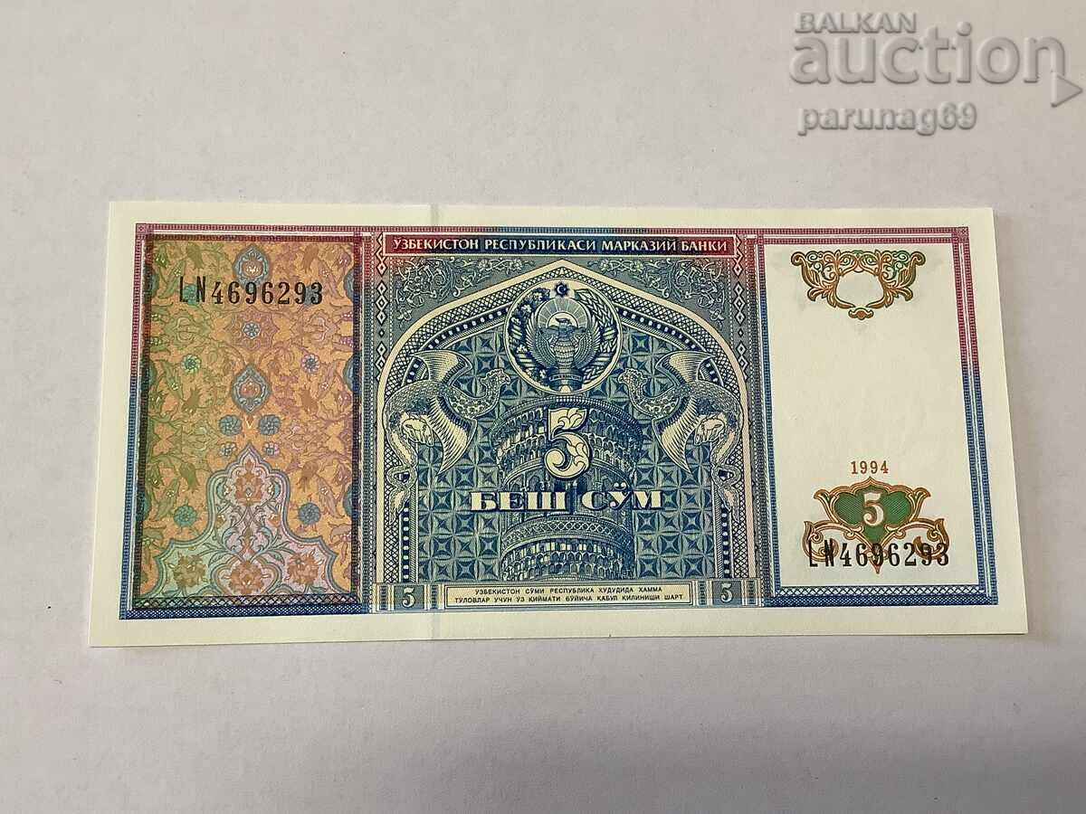 Узбекистан 5 сум 1994 година UNC