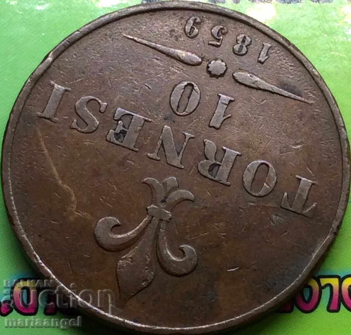 Δημοπρασία 1859 10 tornese Ιταλία Francis 31,04g χαλκός