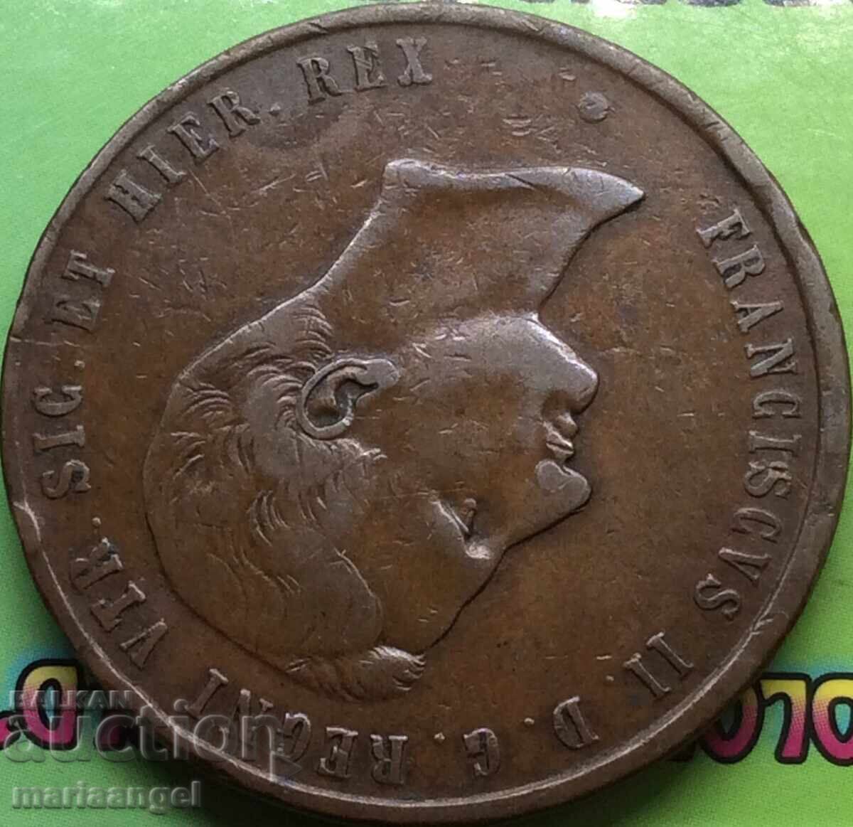 Παράδοση 1859 10 tornese Ιταλία Francis 31,04g χαλκός