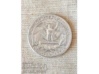 Monedă de argint QUARTER DOLLAR USA Sfert Dolar SUA 1964