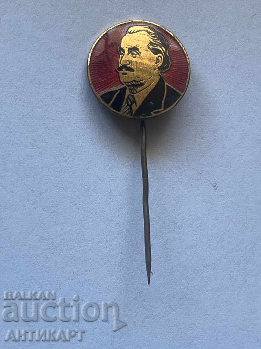 Σπάνιο σήμα με την εικόνα του Γκεόργκι Δημητρόφ μπρούτζινο σμάλτο