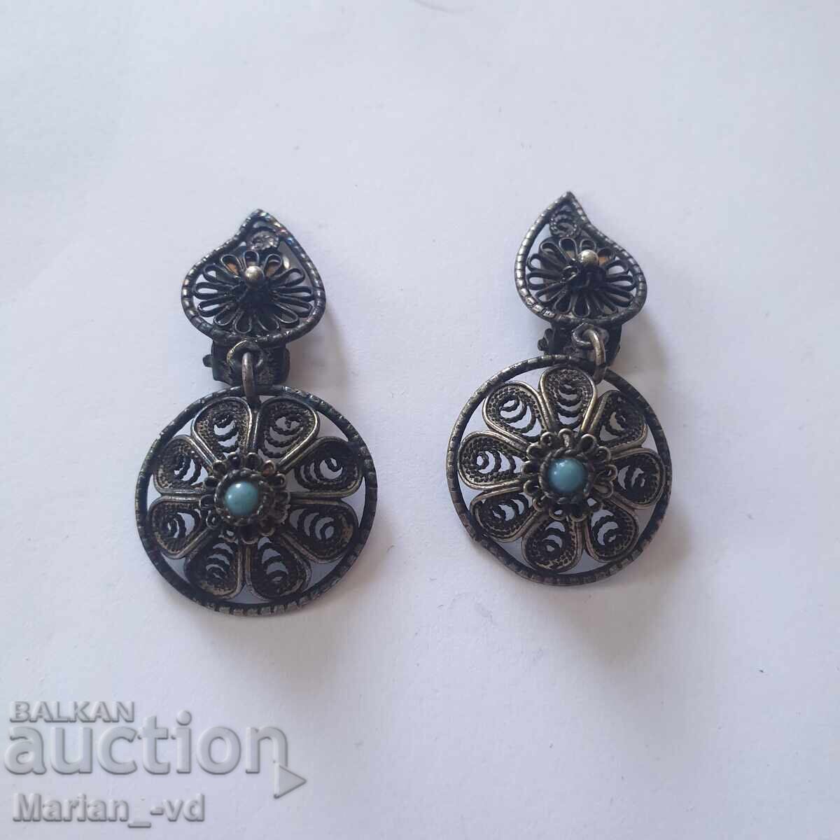 Cercei vechi de argint filigran