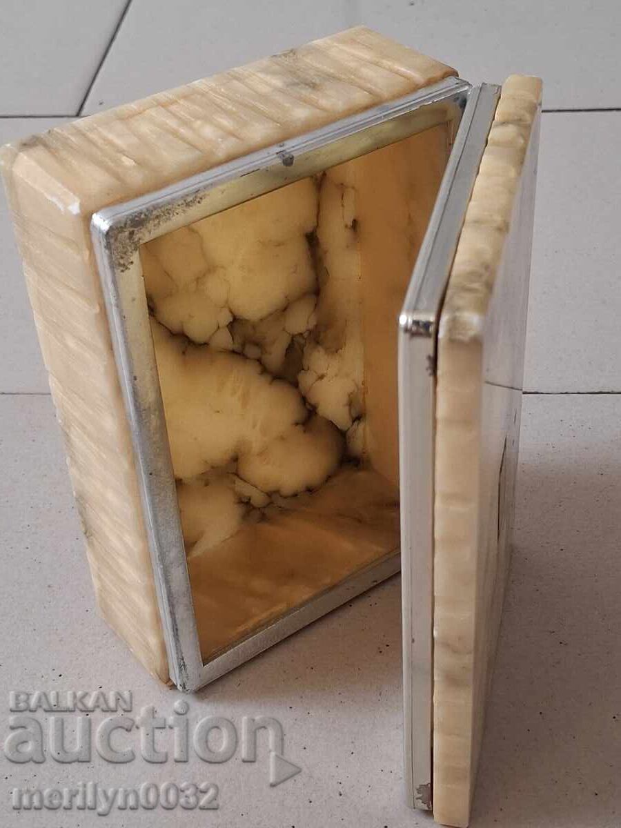 Cutie veche de bijuterii din marmură, alabastru Italia anii '80 - 5