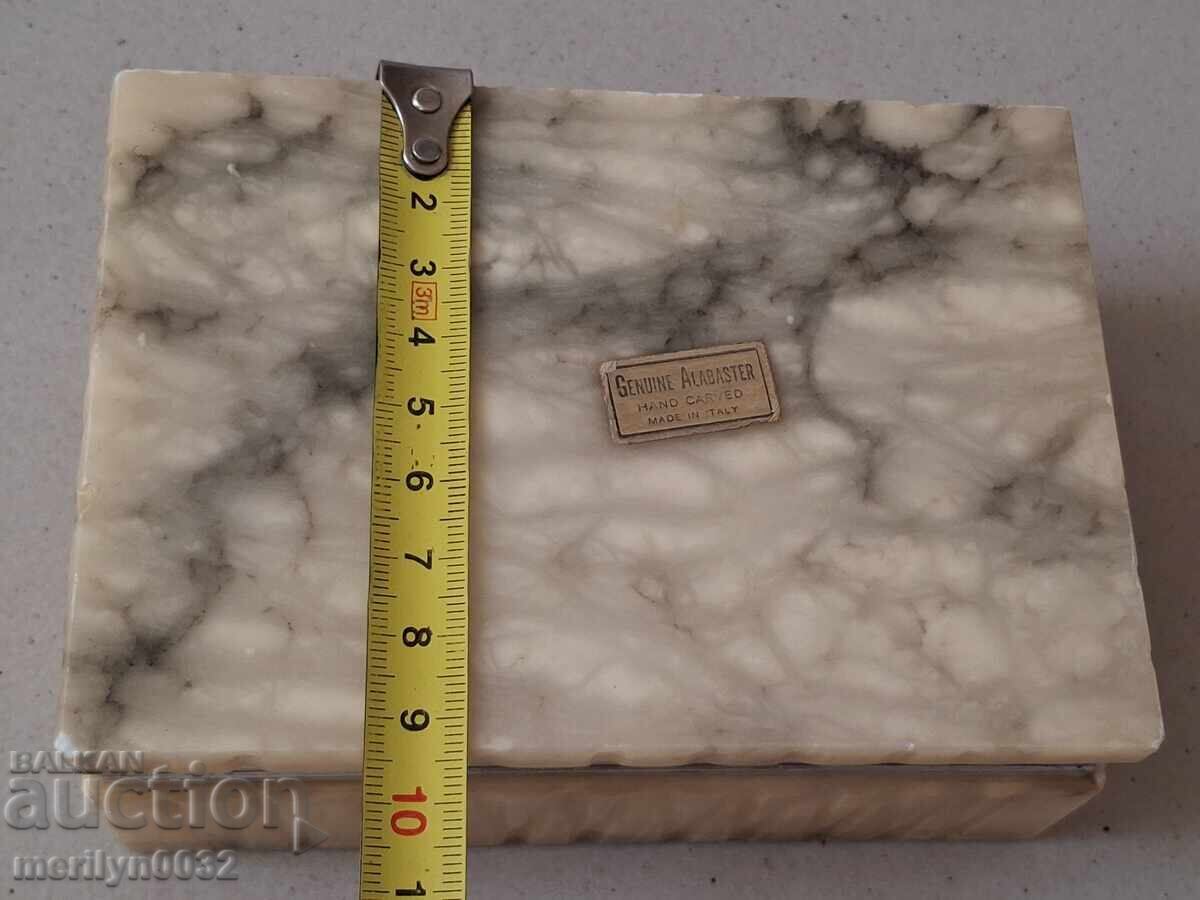 Cutie veche de bijuterii din marmură, alabastru Italia anii '80 - 7