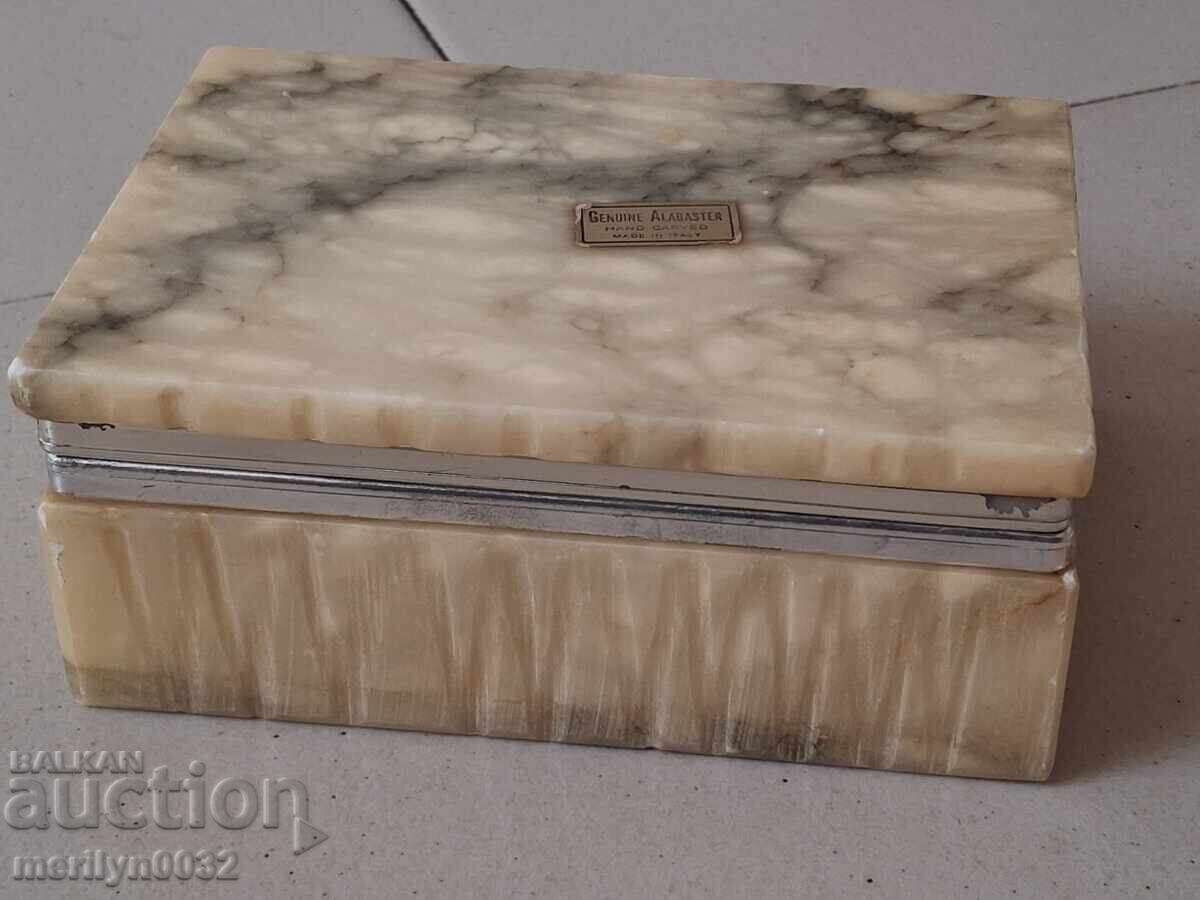 Cutie veche de bijuterii din marmură, alabastru Italia anii '80