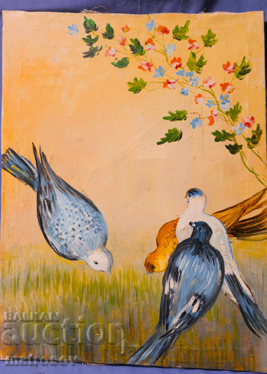 Auction  Boris Tsanov Oil Painting, Landscape with Birds
