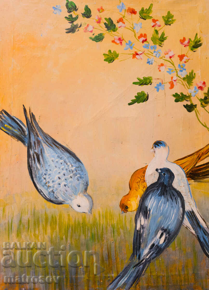 Boris Tsanov Oil Painting, Landscape with Birds