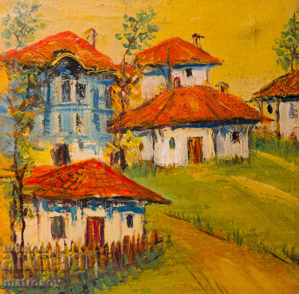 Boris Tsanov, oil painting, rural landscape with price 300.00 BGN | € 153.39
