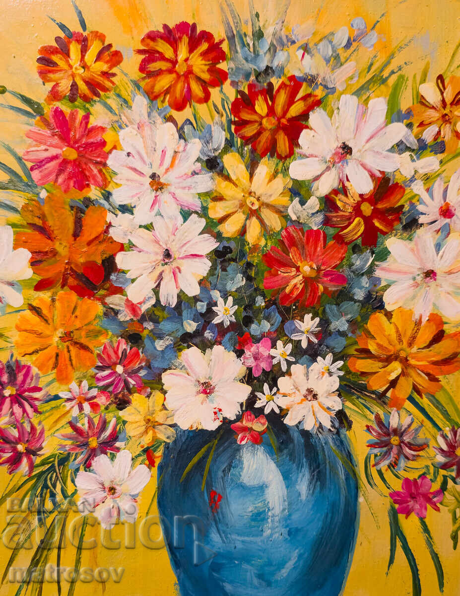 Παράδοση Μπορίς Τσάνοφ, ελαιογραφία, νεκρή φύση με βάζο και λουλούδια