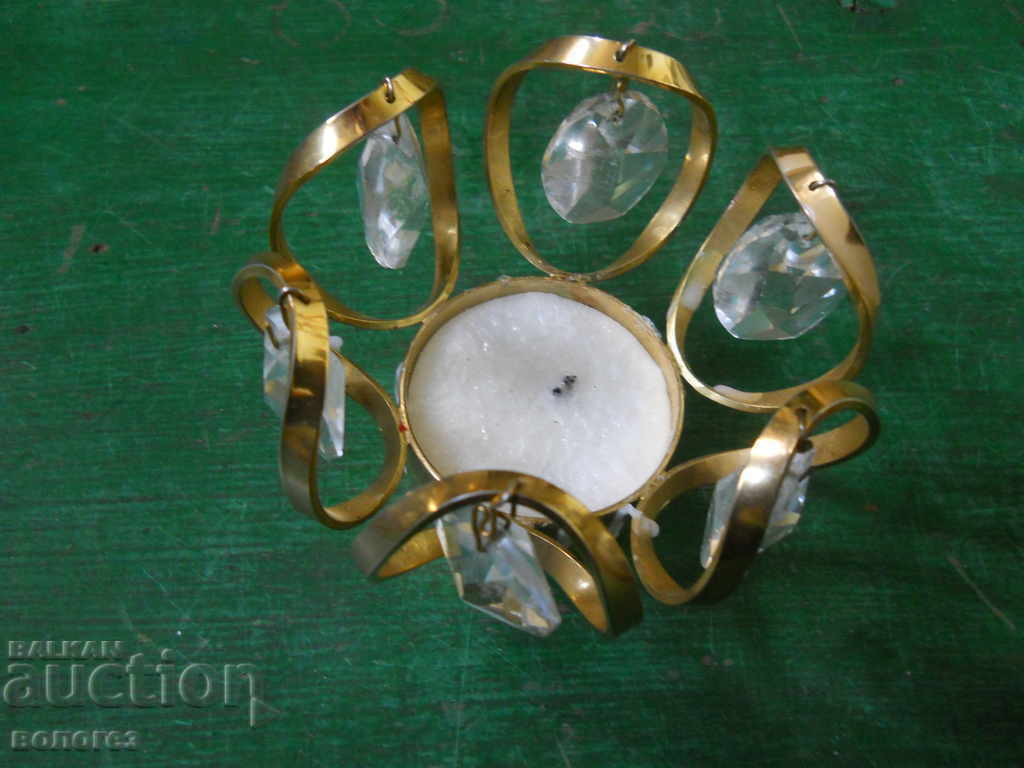 Gold-plated candle holder with crystal pendants "Weifurtner" Germany with price 30.00 BGN | € 15.34 Gold-plated candle holder with crystal pendants "Weifurtner" Germany with price 30.00 BGN | € 15.34