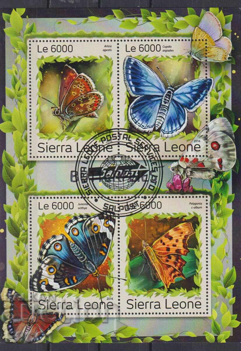 Σφραγισμένο μπλοκ Fauna Insects Butterflies 2016 από Σιέρα Λεόνε