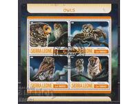 Blocuri timbrate Fauna Păsări Bufnițe 2017 din Sierra Leone